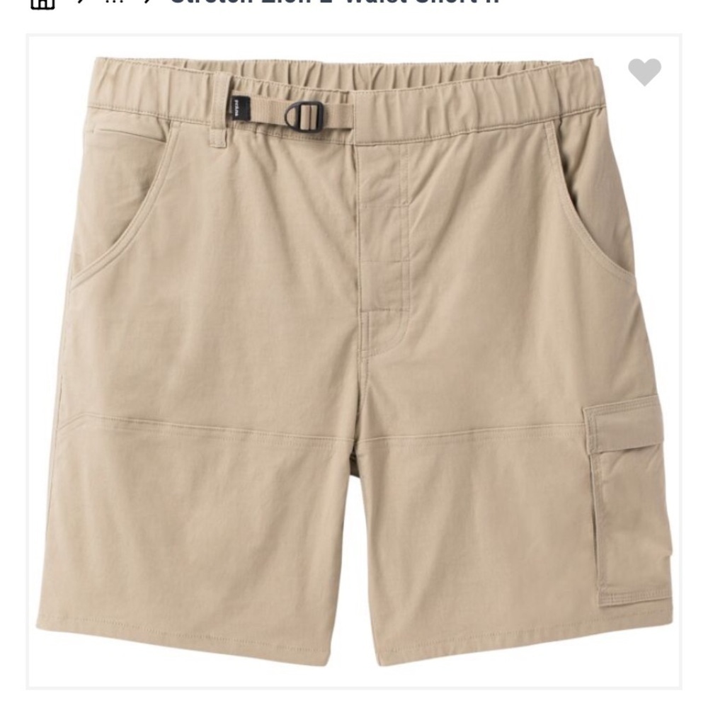 Prana stretch Zion E waist short II size small w/ 10” inseam in sandbar new